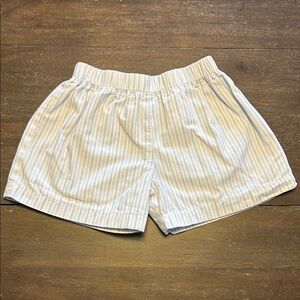 The Beaufort Bonnet Company Pale Blue/Pale Pink Stripe Elastic Waist Shorts